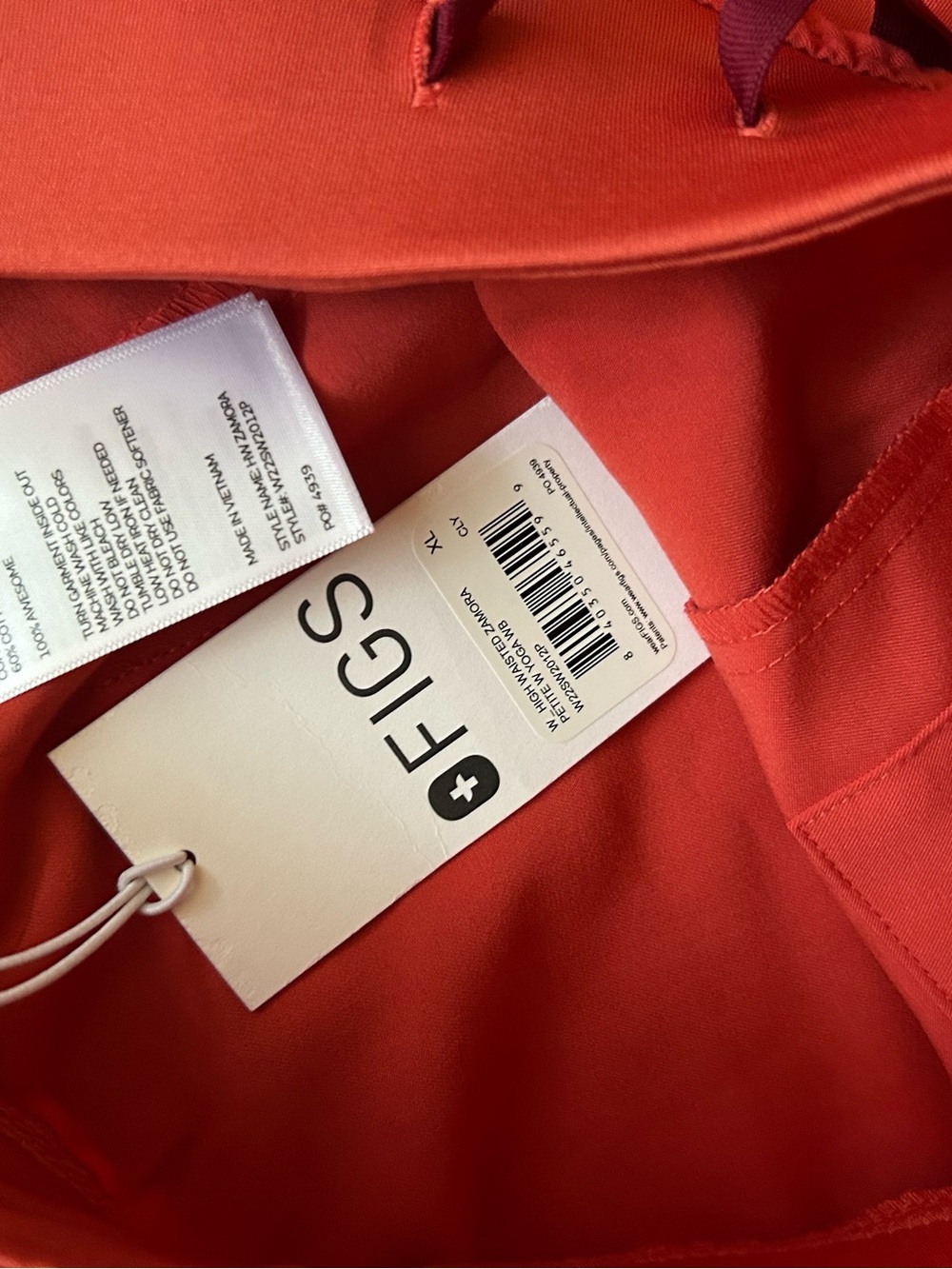 High Wasted Coral Drawstring Jogger Scrub Pants with Contrast Tie NWT FIGS - Picture 11 of 12